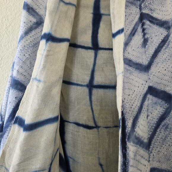 Soft Surroundings Linen Reversible Vest Women Size PL/XL Blue White Boho Shibori - Picture 5 of 11